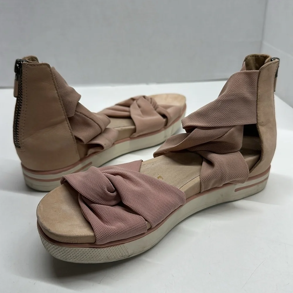 Eileen Fisher Zanya Platform Sandals Shoes Open Toe Mesh Back Zip Pink Size 6.5